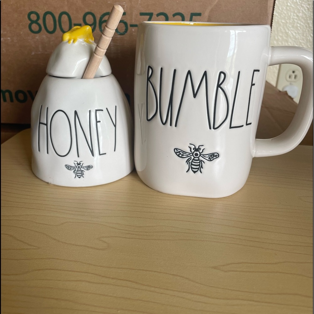 Rae Dunn bumble bee mug and honey pot
